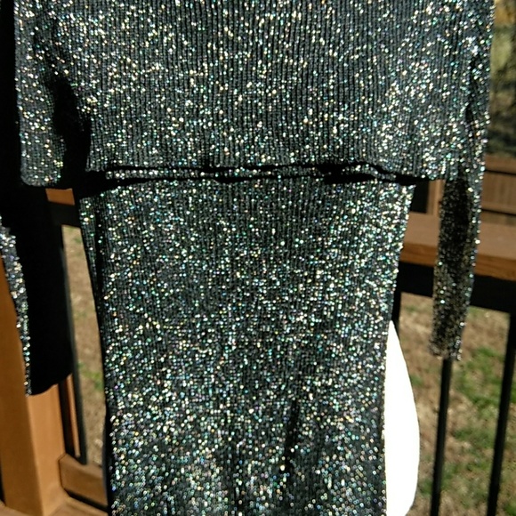Express Stretch Silver Shimmer Dress - Picture 3 of 3